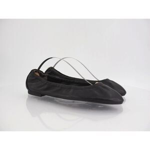 Stuart Weitzman Gabby Scrunch Leather Flat River Ballet Black Nappa Leather Sz 7